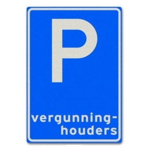 VERKEERSBORD E09 PARKEREN VOOR VERGUNNINGHOUDERS